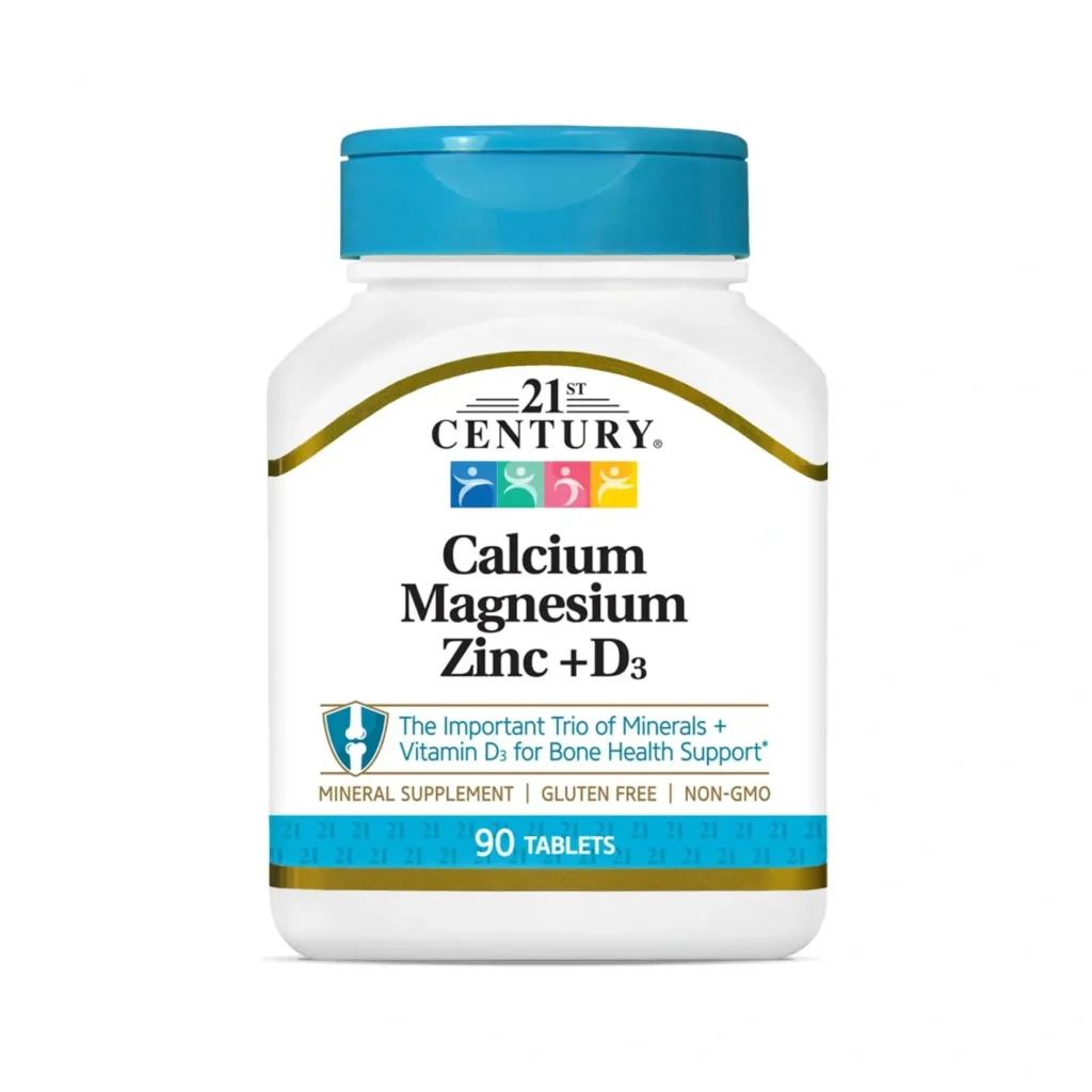 21st Century Cal Mag Zinc + D3 Tablets | Calcium Magnesium Zinc & Vitamin D3 for Bone, Muscle & Immune Support, Gluten-Free, No Added Yeast | 90 Tablets