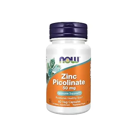 Now Foods Zinc Picolinate 50mg | Highly Absorbable Zinc for Immune Support & Healthy Skin & Enzyme Function & Antioxidant Protection | 60 Veg Capsules