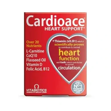Vitabiotics Cardioace Original Heart Health Support | Over 20 Nutrients with Vitamins, Minerals, Garlic Extract & Flaxseed Oil & Supports Heart Function & Circulation | 30 Tablets