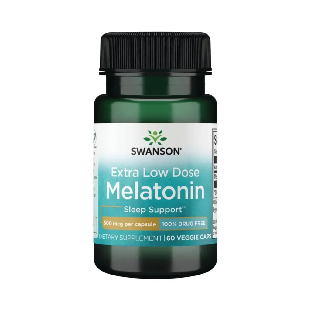 قرص ملاتونین ۵میلی گرم ۶۰ عددی سوانسون Swanson Extra Low Dose Melatonin 500 mcg 60 Veg Caps